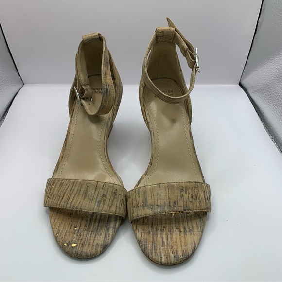 Johnston & Murphy Deena Multi Bleached Cork Ankle Strap Heels, Size 6.5M - Picture 2 of 8